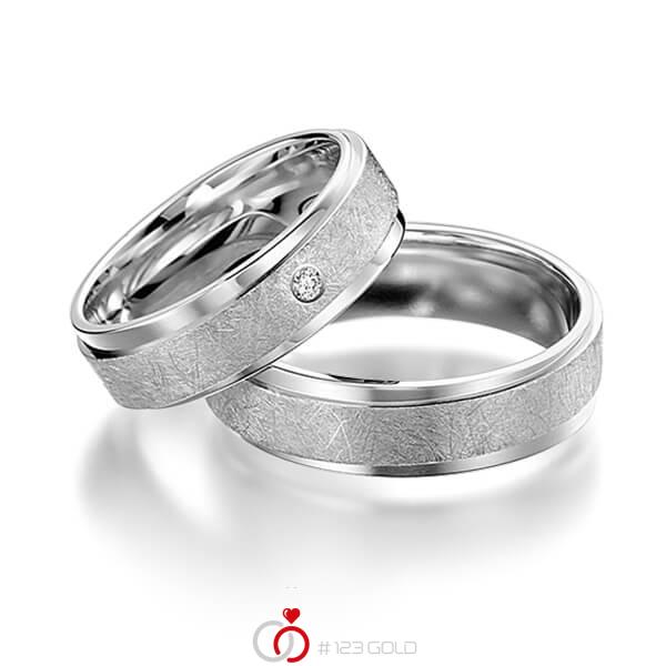 Paar klassische Trauringe/Eheringe in Weißgold 585 mit zus. 0,02 ct. Brillant tw, si von acredo - S-1094-1 Paar klassische Trauringe/Eheringe in Weißgold 585 mit zus. 0,02 ct. Brillant tw, si von acredo - S-1094-1