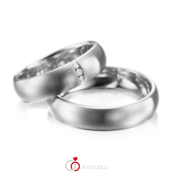 Paar klassische Trauringe/Eheringe in Weissgold 585 mit zus. 0,035 ct. Brillant tw, si von acredo - A-1059-6 Paar klassische Trauringe/Eheringe in Weissgold 585 mit zus. 0,035 ct. Brillant tw, si von acredo - A-1059-6