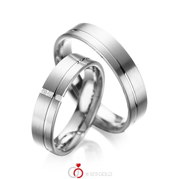 Paar klassische Trauringe/Eheringe in Weissgold 585 mit zus. 0,03 ct. Brillant tw, si von acredo - A-1037-13 Paar klassische Trauringe/Eheringe in Weissgold 585 mit zus. 0,03 ct. Brillant tw, si von acredo - A-1037-13