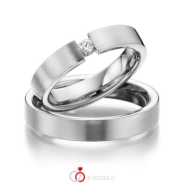 Paar klassische Trauringe/Eheringe in Weißgold 585 mit zus. 0,1 ct. Brillant tw, si von 123gold - Y-1296-14 Paar klassische Trauringe/Eheringe in Weißgold 585 mit zus. 0,1 ct. Brillant tw, si von 123gold - Y-1296-14
