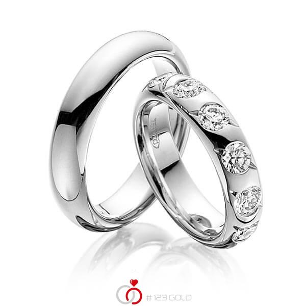 Paar klassische Trauringe/Eheringe in Weissgold 585 mit zus. 1,32 ct. Brillant tw, si von 123gold - Y-1275-1 Paar klassische Trauringe/Eheringe in Weissgold 585 mit zus. 1,32 ct. Brillant tw, si von 123gold - Y-1275-1