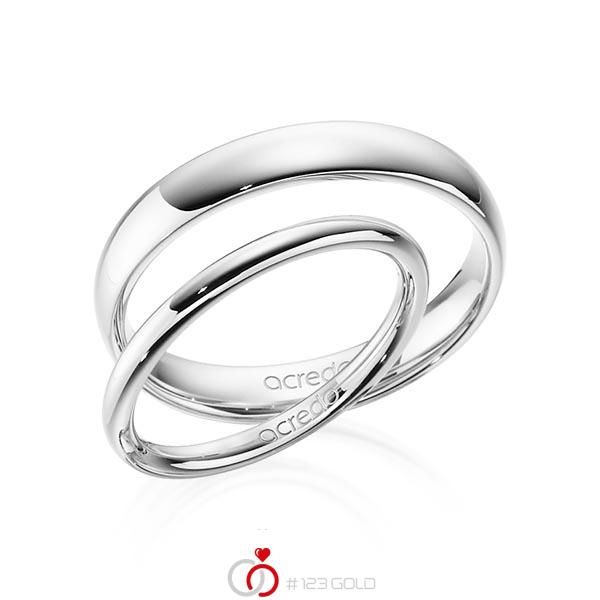 Paar klassische Trauringe/Eheringe in Weissgold 585 von acredo - A-1373-1 Paar klassische Trauringe/Eheringe in Weissgold 585 von acredo - A-1373-1