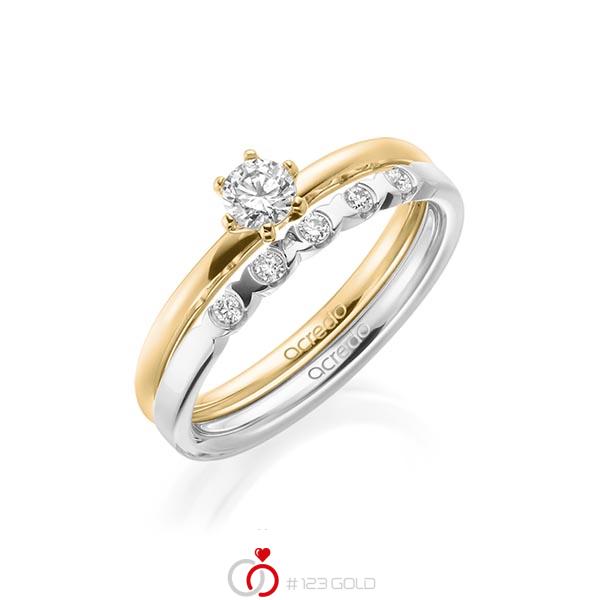 Ring-Set in Gelbgold 585 mit zus. 0,35 ct. Brillant tw, si tw, vs von acredo - A-1991-2 Ring-Set in Gelbgold 585 mit zus. 0,35 ct. Brillant tw, si tw, vs von acredo - A-1991-2