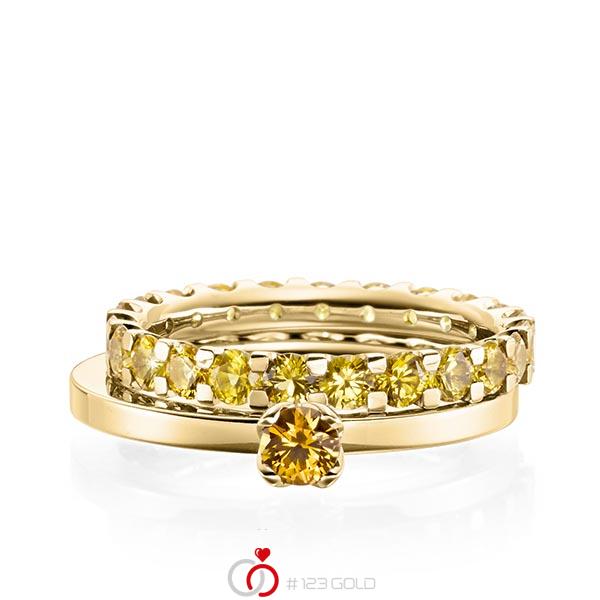 Ring-Set in Gelbgold 585 mit zus. 2,32 ct. Brillant Saphir Gelb (A 8) von acredo - A-1985-2 Ring-Set in Gelbgold 585 mit zus. 2,32 ct. Brillant Saphir Gelb (A 8) von acredo - A-1985-2
