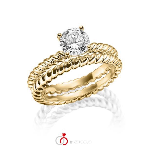 Ring-Set in Gelbgold 750 mit 1 ct. Brillant tw, vs von Steinberg - Q-1551-11 Ring-Set in Gelbgold 750 mit 1 ct. Brillant tw, vs von Steinberg - Q-1551-11
