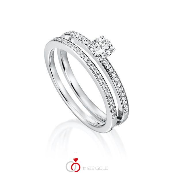 Ring-Set in Platin 950 mit 0,3 ct. + zus. 0,17 ct. Brillant tw, vs von Steinberg - Q-1428-12 Ring-Set in Platin 950 mit 0,3 ct. + zus. 0,17 ct. Brillant tw, vs von Steinberg - Q-1428-12