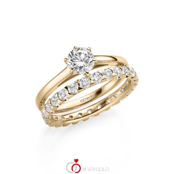 Ring-Set in Roségold 585 mit 0,7 ct. + zus. 1,3 ct. Brillant tw, si von acredo - A-2151-4 Ring-Set in Roségold 585 mit 0,7 ct. + zus. 1,3 ct. Brillant tw, si von acredo - A-2151-4