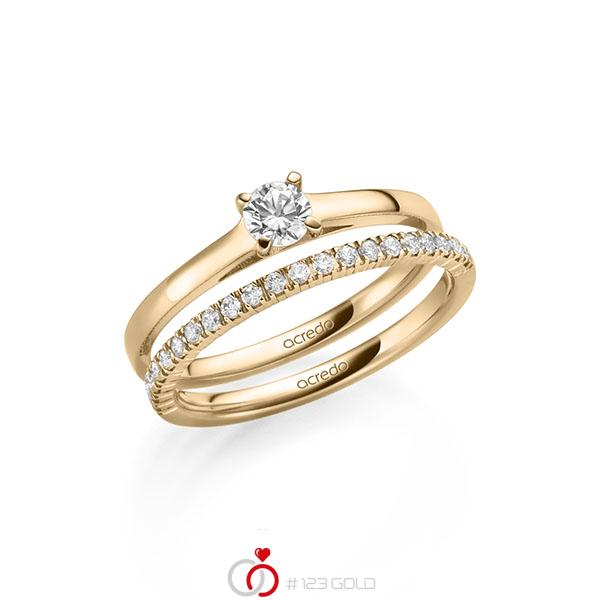 Ring-Set in Roségold 585 mit zus. 0,47 ct. Brillant tw, si tw, vs von acredo - A-2149-4 Ring-Set in Roségold 585 mit zus. 0,47 ct. Brillant tw, si tw, vs von acredo - A-2149-4