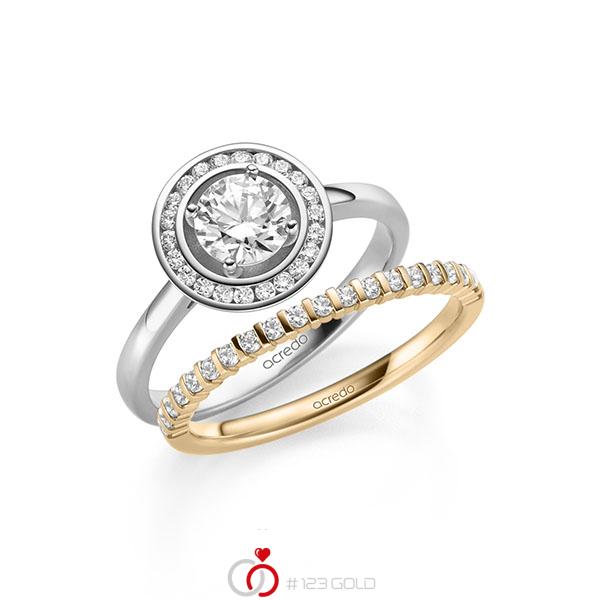Ring-Set in Weißgold 585 mit 0,7 ct. + zus. 0,386 ct. Brillant tw, si tw, vs von acredo - A-2155-7 Ring-Set in Weißgold 585 mit 0,7 ct. + zus. 0,386 ct. Brillant tw, si tw, vs von acredo - A-2155-7