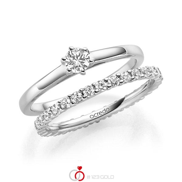 Ring-Set in Weißgold 585 mit zus. 0,82 ct. Brillant tw, si von acredo - A-2304-1 Ring-Set in Weißgold 585 mit zus. 0,82 ct. Brillant tw, si von acredo - A-2304-1