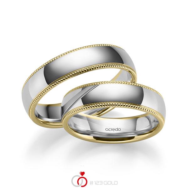 Set Bicolor trouwringen in geelgoud 14 kt. witgoud 14 kt. van acredo - S-1277-3 Set Bicolor trouwringen in geelgoud 14 kt. witgoud 14 kt. van acredo - S-1277-3