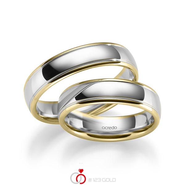 Set Bicolor trouwringen in geelgoud 14 kt. witgoud 14 kt. van acredo - S-1287-2 Set Bicolor trouwringen in geelgoud 14 kt. witgoud 14 kt. van acredo - S-1287-2