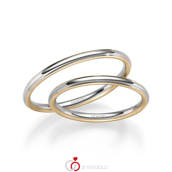Set Bicolor trouwringen in roségoud 14 kt. witgoud 14 kt. van acredo - S-1280-2 Set Bicolor trouwringen in roségoud 14 kt. witgoud 14 kt. van acredo - S-1280-2