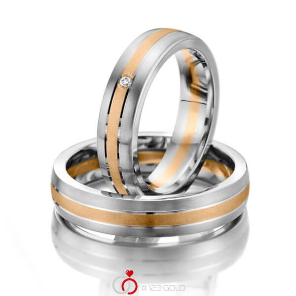 Set Bicolor trouwringen in witgoud 14 kt. roségoud 14 kt. met in totaal 0,01 ct. Briljant tw/si - NP-1158-6 Set Bicolor trouwringen in witgoud 14 kt. roségoud 14 kt. met in totaal 0,01 ct. Briljant tw/si - NP-1158-6