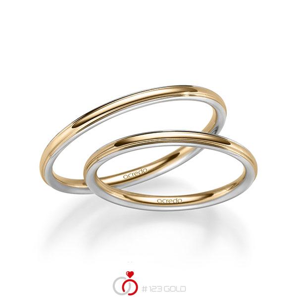 Set Bicolor trouwringen in witgoud 14 kt. roségoud 14 kt. van acredo - S-1280-4 Set Bicolor trouwringen in witgoud 14 kt. roségoud 14 kt. van acredo - S-1280-4