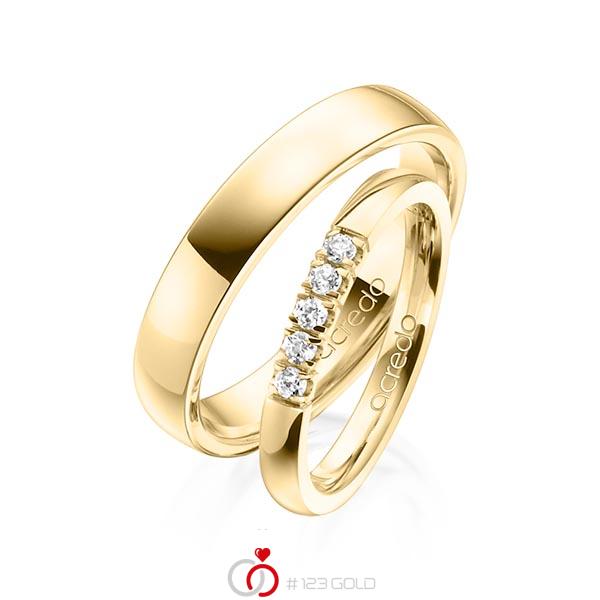 Set in geelgoud 14 kt. met in totaal 0,15 ct. Briljant tw,vs van acredo - A-1316-2 Set in geelgoud 14 kt. met in totaal 0,15 ct. Briljant tw,vs van acredo - A-1316-2
