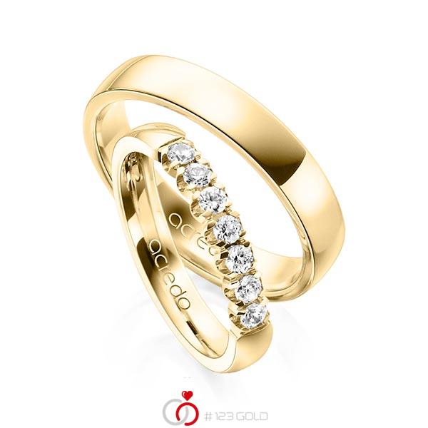 Set in geelgoud 14 kt. met in totaal 0,35 ct. Briljant tw,vs van acredo - A-1311-2 Set in geelgoud 14 kt. met in totaal 0,35 ct. Briljant tw,vs van acredo - A-1311-2