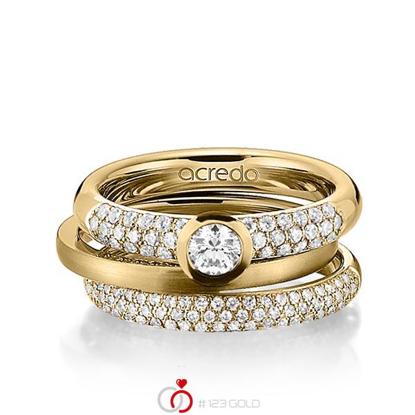 Set in geelgoud 14 kt. met in totaal 0,99 ct. Briljant & Briljanten tw/si tw,vs van acredo - A-1286-5 Set in geelgoud 14 kt. met in totaal 0,99 ct. Briljant & Briljanten tw/si tw,vs van acredo - A-1286-5