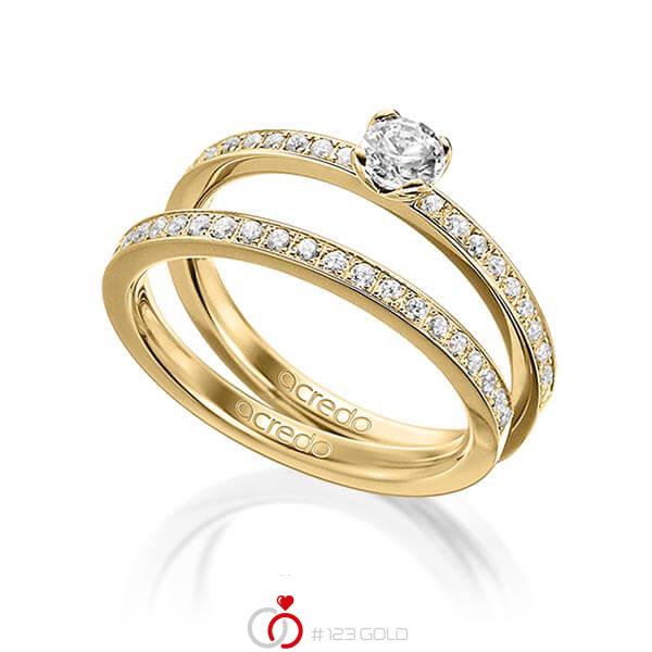 Set in Gelbgold 585 mit 0,3 ct. + zus. 0,42 ct. Brillant tw, si von acredo - A-1600-2 Set in Gelbgold 585 mit 0,3 ct. + zus. 0,42 ct. Brillant tw, si von acredo - A-1600-2
