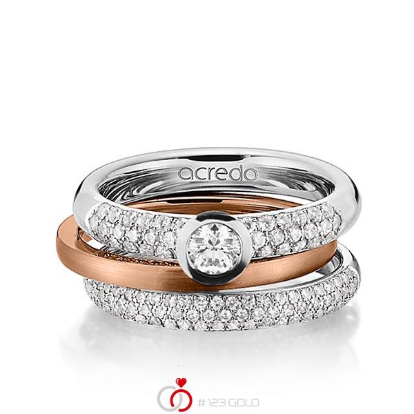 Set in grijsgoud 14 kt. met in totaal 0,99 ct. Briljant & Briljanten tw/si tw,vs van acredo - A-1286-10 Set in grijsgoud 14 kt. met in totaal 0,99 ct. Briljant & Briljanten tw/si tw,vs van acredo - A-1286-10