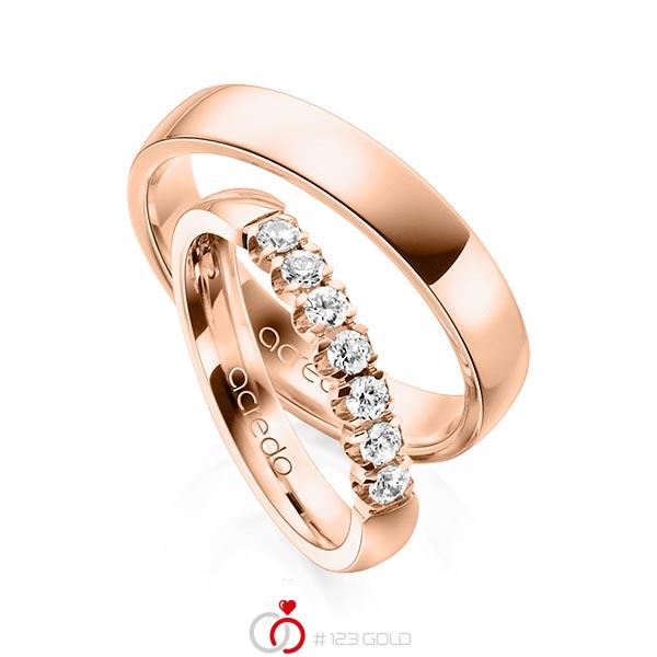 Set in roodgoud 14 kt. met in totaal 0,35 ct. Briljant tw,vs van acredo - A-1311-5 Set in roodgoud 14 kt. met in totaal 0,35 ct. Briljant tw,vs van acredo - A-1311-5