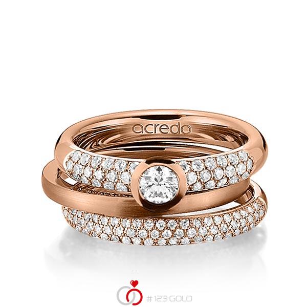 Set in roodgoud 14 kt. met in totaal 0,99 ct. Briljant & Briljanten tw/si tw,vs van acredo - A-1286-4 Set in roodgoud 14 kt. met in totaal 0,99 ct. Briljant & Briljanten tw/si tw,vs van acredo - A-1286-4