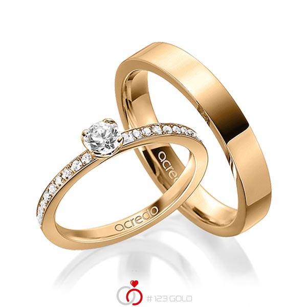 Set in Roségold 585 mit 0,3 ct. + zus. 0,2 ct. Brillant tw, si von acredo - A-1596-5 Set in Roségold 585 mit 0,3 ct. + zus. 0,2 ct. Brillant tw, si von acredo - A-1596-5