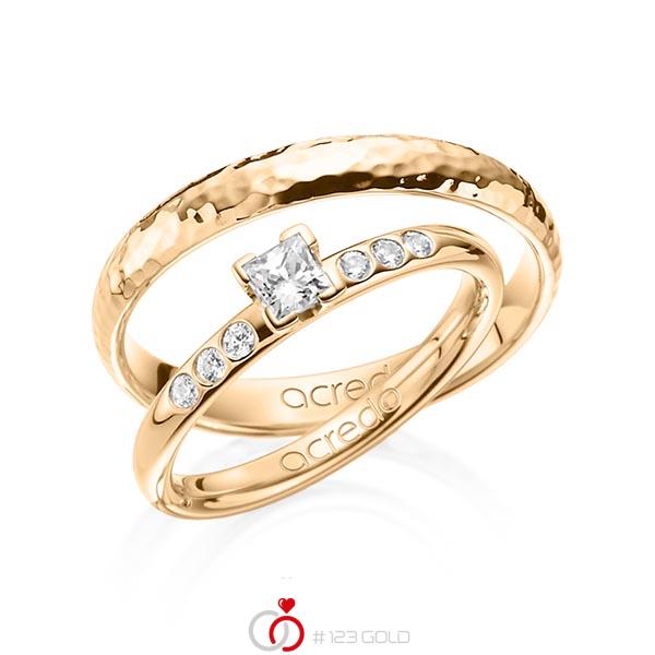 Set in roségoud 14 kt. met in totaal 0,32 ct. Princess-Diamant tw,vs tw/si van acredo - A-1362-4 Set in roségoud 14 kt. met in totaal 0,32 ct. Princess-Diamant tw,vs tw/si van acredo - A-1362-4