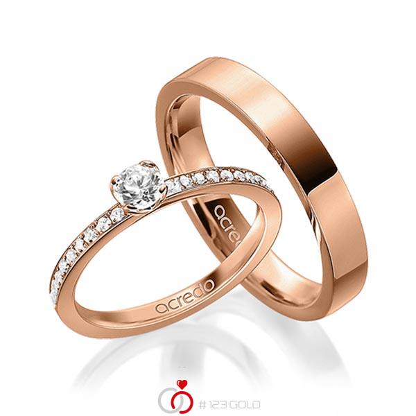 Set in Rotgold 585 mit 0,3 ct. + zus. 0,2 ct. Brillant tw, si von acredo - A-1596-4 Set in Rotgold 585 mit 0,3 ct. + zus. 0,2 ct. Brillant tw, si von acredo - A-1596-4