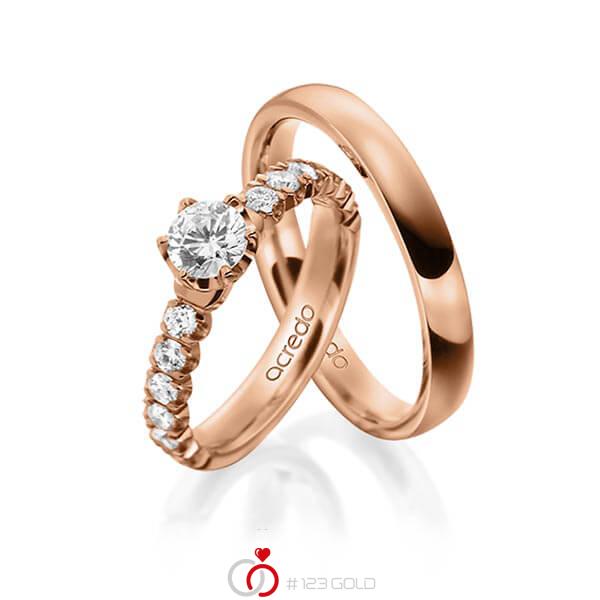 Set in Rotgold 585 mit 1 ct. + zus. 0,6 ct. tw, si von acredo - A-1564-3 Set in Rotgold 585 mit 1 ct. + zus. 0,6 ct. tw, si von acredo - A-1564-3