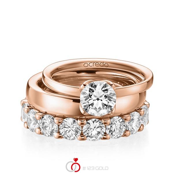 Set in Rotgold 585 mit 1 ct. + zus. 4,14 ct. Brillant tw, si tw, vs von acredo - A-1233-2 Set in Rotgold 585 mit 1 ct. + zus. 4,14 ct. Brillant tw, si tw, vs von acredo - A-1233-2