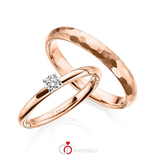Set in Rotgold 585 Weißgold 585 mit zus. 0,15 ct. Brillant tw, si von acredo - A-2022-2 Set in Rotgold 585 Weißgold 585 mit zus. 0,15 ct. Brillant tw, si von acredo - A-2022-2