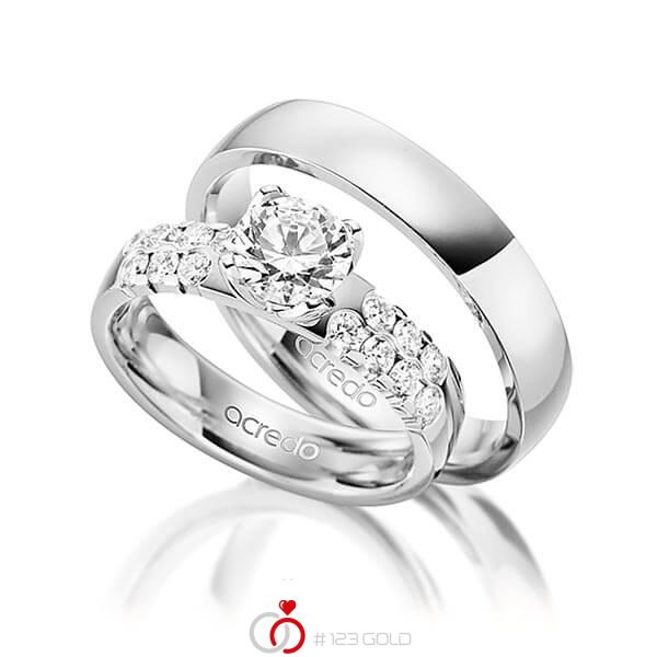 Set in Weissgold 585 mit 1 ct. + zus. 0,56 ct. Brillant tw, si von acredo - A-1561-1 Set in Weissgold 585 mit 1 ct. + zus. 0,56 ct. Brillant tw, si von acredo - A-1561-1