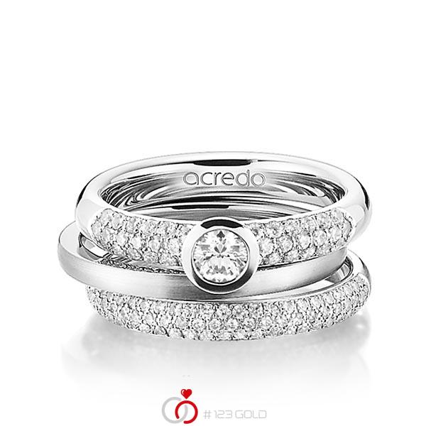 Set in witgoud 14 kt. met in totaal 0,99 ct. Briljant & Briljanten tw/si tw,vs van acredo - A-1286-11 Set in witgoud 14 kt. met in totaal 0,99 ct. Briljant & Briljanten tw/si tw,vs van acredo - A-1286-11