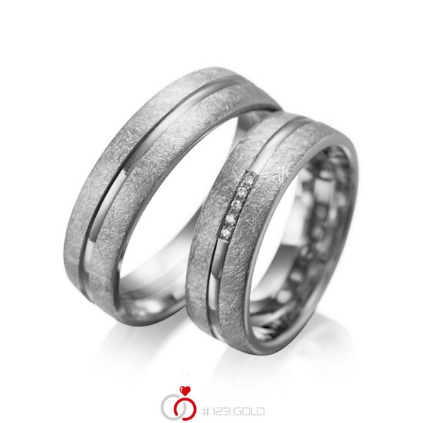 Set Klassieke trouwringen in dark grey gold 14 kt. met in totaal 0,025 ct. Briljant tw/si van acredo - A-1007-12 Set Klassieke trouwringen in dark grey gold 14 kt. met in totaal 0,025 ct. Briljant tw/si van acredo - A-1007-12