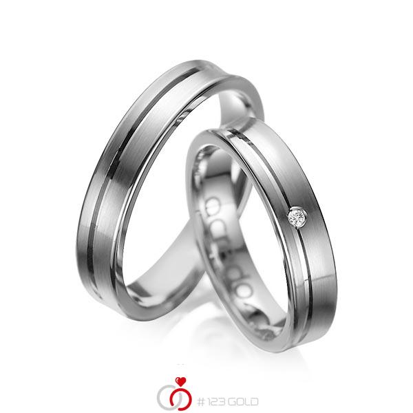 Set Klassieke trouwringen in dark grey gold 14 kt. met in totaal 0,02 ct. Briljant tw/si van acredo - A-1042-3 Set Klassieke trouwringen in dark grey gold 14 kt. met in totaal 0,02 ct. Briljant tw/si van acredo - A-1042-3