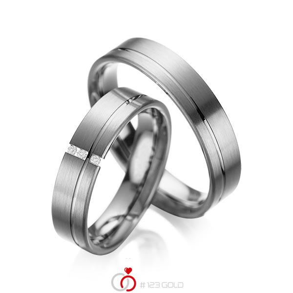 Set Klassieke trouwringen in dark grey gold 14 kt. met in totaal 0,03 ct. Briljant tw/si van acredo - A-1037-11 Set Klassieke trouwringen in dark grey gold 14 kt. met in totaal 0,03 ct. Briljant tw/si van acredo - A-1037-11