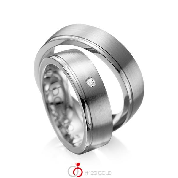 Set Klassieke trouwringen in dark grey gold 14 kt. met in totaal 0,03 ct. Briljant tw/si van acredo - A-1095-5 Set Klassieke trouwringen in dark grey gold 14 kt. met in totaal 0,03 ct. Briljant tw/si van acredo - A-1095-5