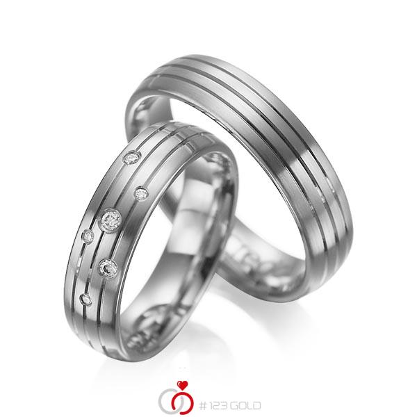 Set Klassieke trouwringen in dark grey gold 14 kt. met in totaal 0,055 ct. Briljant tw/si van acredo - A-1016-5 Set Klassieke trouwringen in dark grey gold 14 kt. met in totaal 0,055 ct. Briljant tw/si van acredo - A-1016-5