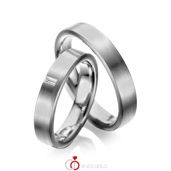 Set klassieke trouwringen in dark grey gold 14 kt. met in totaal 0,05 ct. Baguette-Diamant tw,vs van acredo - A-1022-10 Set klassieke trouwringen in dark grey gold 14 kt. met in totaal 0,05 ct. Baguette-Diamant tw,vs van acredo - A-1022-10