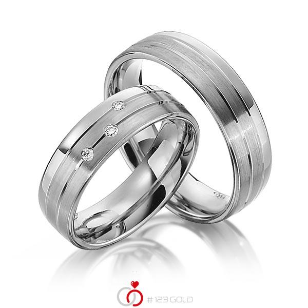 Set Klassieke trouwringen in dark grey gold 14 kt. met in totaal 0,06 ct. Briljant tw/si van Steinberg - Q-1340-14 Set Klassieke trouwringen in dark grey gold 14 kt. met in totaal 0,06 ct. Briljant tw/si van Steinberg - Q-1340-14