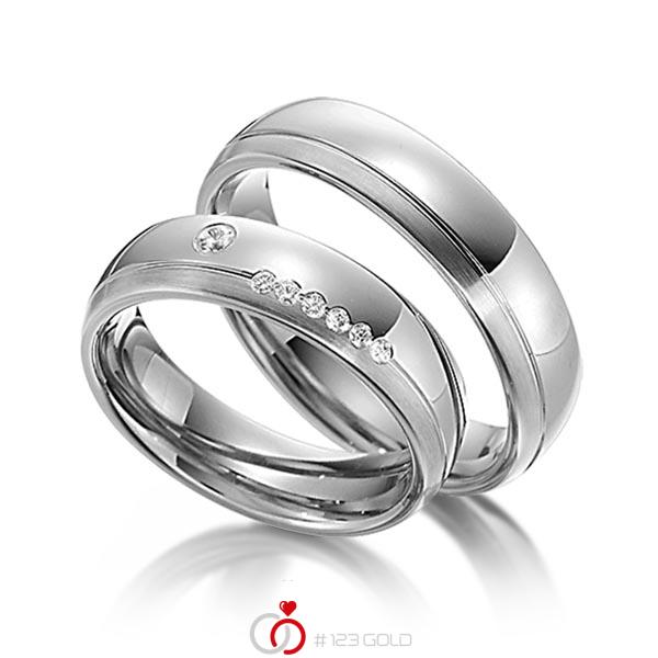 Set Klassieke trouwringen in dark grey gold 14 kt. met in totaal 0,1 ct. Briljant tw/si van Steinberg - Q-1339-14 Set Klassieke trouwringen in dark grey gold 14 kt. met in totaal 0,1 ct. Briljant tw/si van Steinberg - Q-1339-14