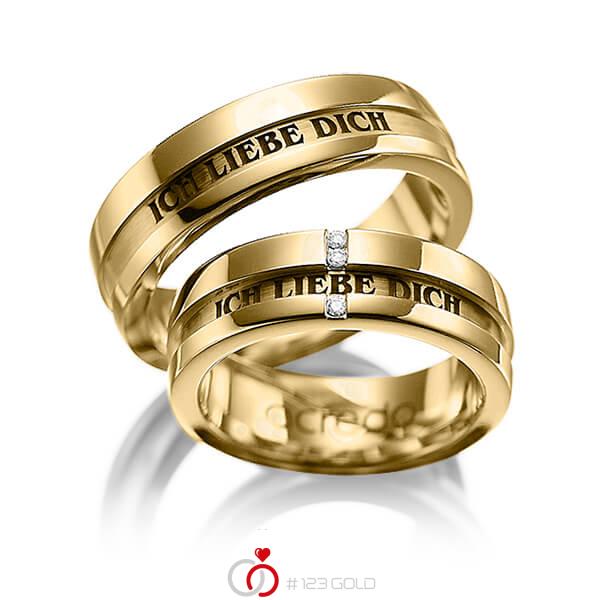 Set Klassieke trouwringen in geelgoud 14 kt. met in totaal 0,03 ct. Briljant tw/si van acredo - A-1032-9 Set Klassieke trouwringen in geelgoud 14 kt. met in totaal 0,03 ct. Briljant tw/si van acredo - A-1032-9