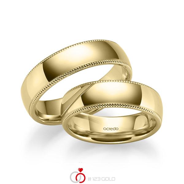 Set Klassieke trouwringen in geelgoud 14 kt. van acredo - S-1278-6 Set Klassieke trouwringen in geelgoud 14 kt. van acredo - S-1278-6