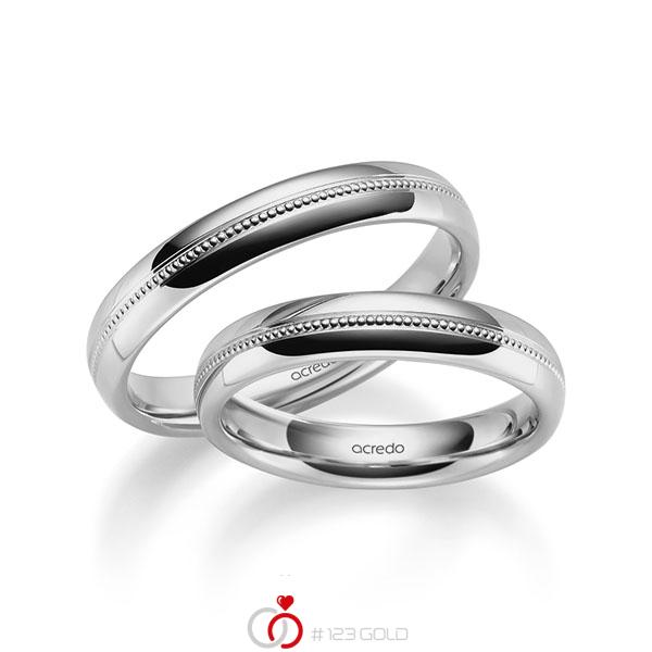 Set Klassieke trouwringen in grijsgoud 14 kt. van acredo - S-1274-3 Set Klassieke trouwringen in grijsgoud 14 kt. van acredo - S-1274-3