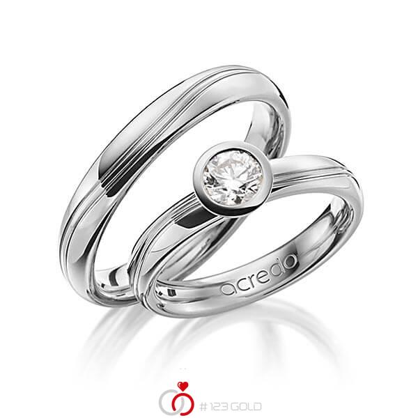 Set Klassieke trouwringen in grijsgoud 18 kt. met 0,5 ct. Briljanten r,if van acredo - A-1256-13 Set Klassieke trouwringen in grijsgoud 18 kt. met 0,5 ct. Briljanten r,if van acredo - A-1256-13