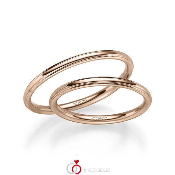 Set Klassieke trouwringen in roodgoud 14 kt. van acredo - S-1280-8 Set Klassieke trouwringen in roodgoud 14 kt. van acredo - S-1280-8