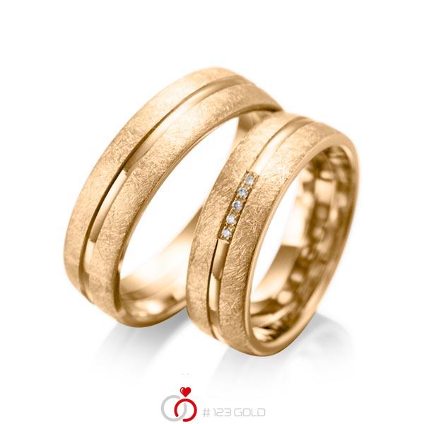 Set Klassieke trouwringen in roségoud 14 kt. met in totaal 0,025 ct. Briljant tw/si van acredo - A-1007-8 Set Klassieke trouwringen in roségoud 14 kt. met in totaal 0,025 ct. Briljant tw/si van acredo - A-1007-8