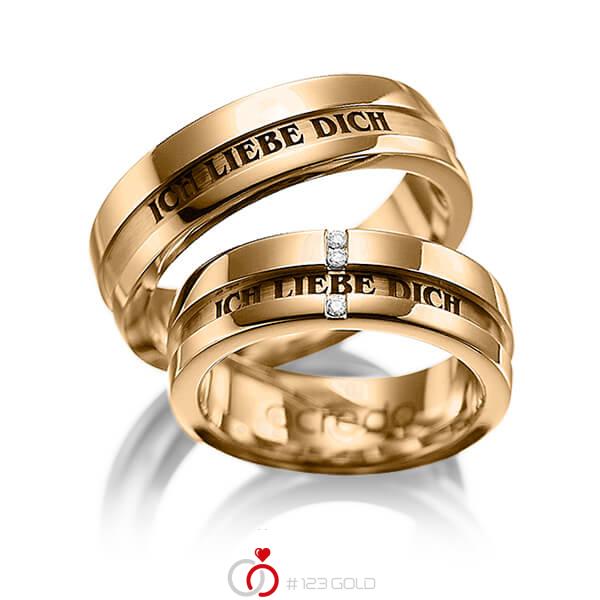 Set Klassieke trouwringen in roségoud 14 kt. met in totaal 0,03 ct. Briljant tw/si van acredo - A-1032-8 Set Klassieke trouwringen in roségoud 14 kt. met in totaal 0,03 ct. Briljant tw/si van acredo - A-1032-8