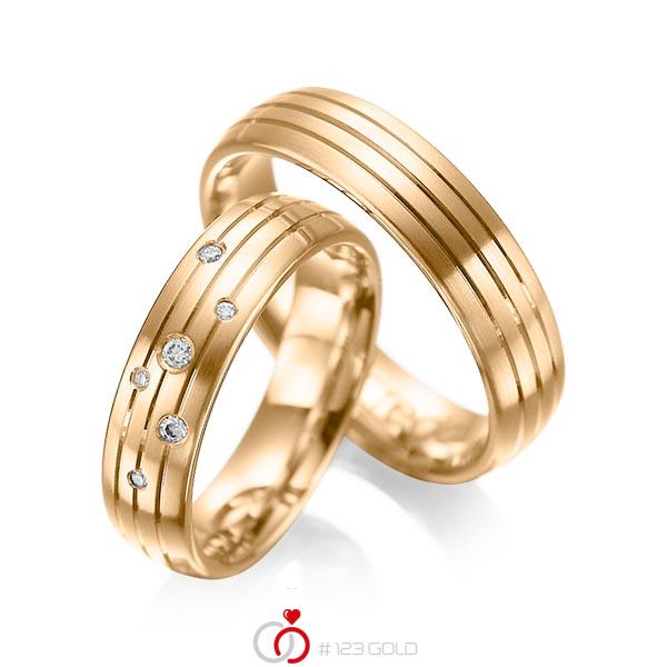 Set Klassieke trouwringen in roségoud 14 kt. met in totaal 0,055 ct. Briljant tw/si van acredo - A-1016-3 Set Klassieke trouwringen in roségoud 14 kt. met in totaal 0,055 ct. Briljant tw/si van acredo - A-1016-3